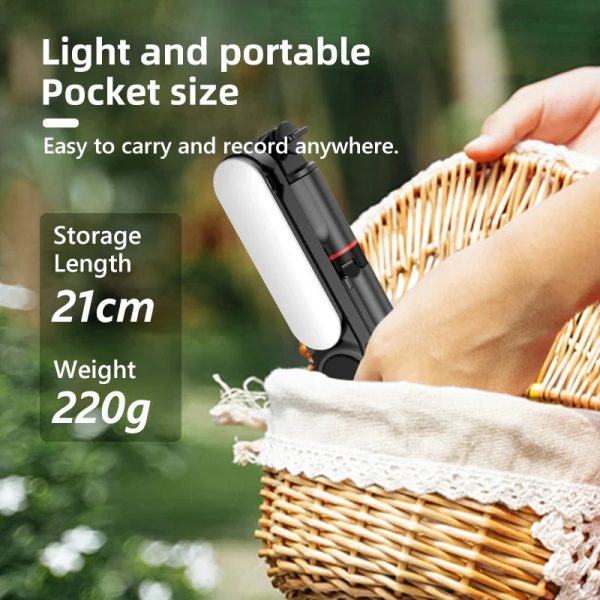 Ultra Foldable Built-In Lighting Selfie Stick Tripod For Discount - Image 3